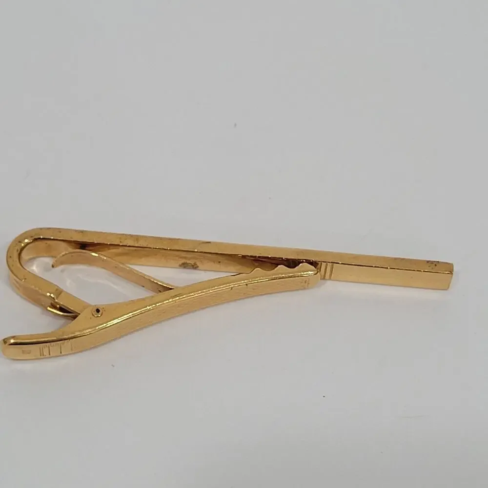 Dunhill Vintage Two Tone Tie Clasp Clip‎ Bar Silver Gold Retro Logo Minimalistic